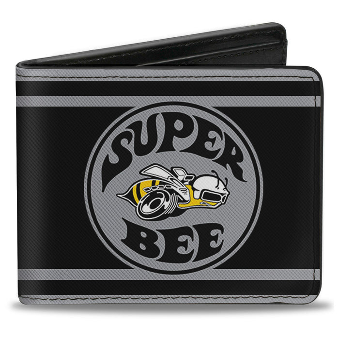 Bi-Fold Wallet - SUPER BEE Logo Stripes Black Gray Bi-Fold Wallets Dodge   