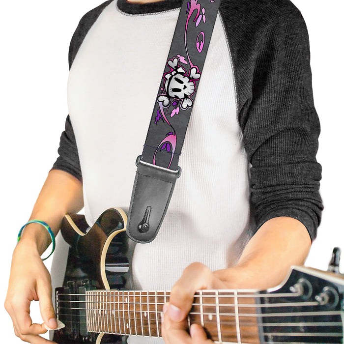 Guitar Strap - Girlie Skull Gray Guitar Straps Buckle-Down   