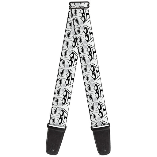 Guitar Strap - Anonymous Face CLOSE-UP Repeat White Black Gray Guitar Straps Buckle-Down   