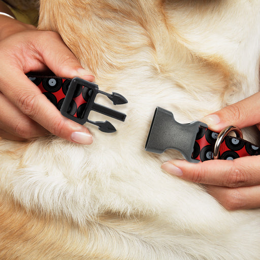 Plastic Clip Collar - Vinyl Records 2-Stripe Red/Black/Gray Plastic Clip Collars Buckle-Down   