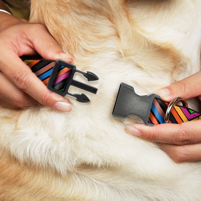 Plastic Clip Collar - Chevron Freehand CLOSE-UP Multi Color Plastic Clip Collars Buckle-Down   