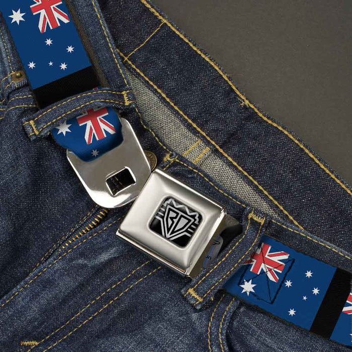 BD Wings Logo CLOSE-UP Full Color Black Silver Seatbelt Belt - Australia Flags Webbing Seatbelt Belts Buckle-Down   