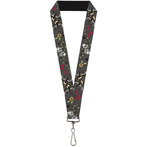 Lanyard - 1.0" - Lucky CLOSE-UP Gray Lanyards Buckle-Down   