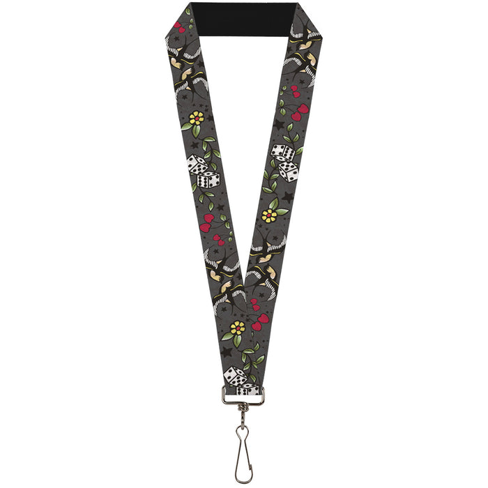 Lanyard - 1.0" - Lucky CLOSE-UP Gray Lanyards Buckle-Down   