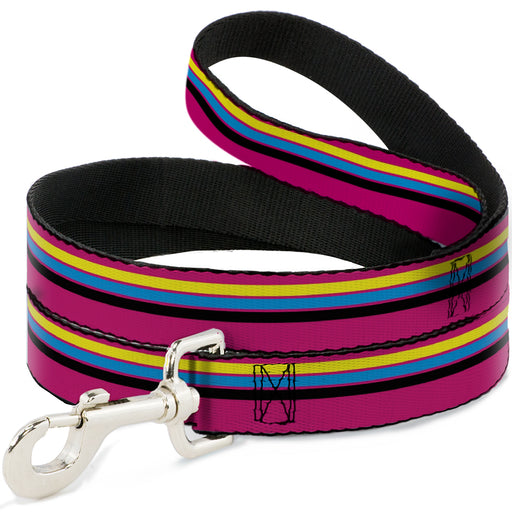 Dog Leash - Racing Stripes Pink/Yellow/Blue/Black Dog Leashes Buckle-Down   