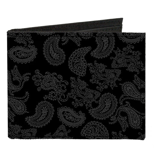 Canvas Bi-Fold Wallet - Bandana Black Gray Canvas Bi-Fold Wallets Buckle-Down   