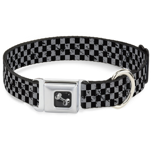 Dog Bone Seatbelt Buckle Collar - Checker Weathered Black/Gray Seatbelt Buckle Collars Buckle-Down   