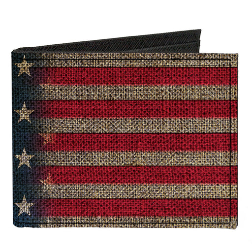 Canvas Bi-Fold Wallet - Vintage US Flag Stretch Canvas Bi-Fold Wallets Buckle-Down   
