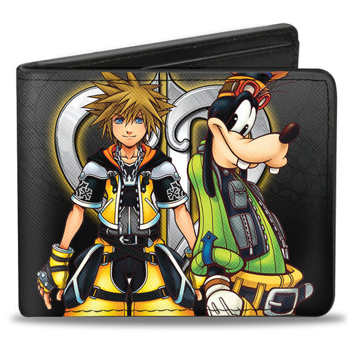 Bi-Fold Wallet - Kingdom Hearts II Master Form Sora Goofy Pose Logo Gray Fade Bi-Fold Wallets Disney   