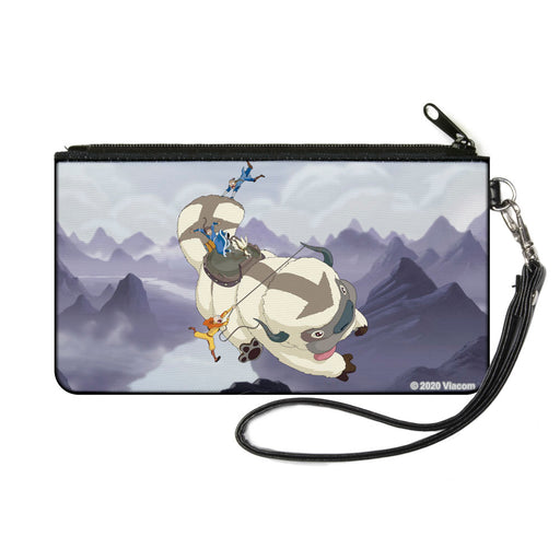 Canvas Zipper Wallet - SMALL - Avatar the Last Airbender Appa Carrying 4-Character Group Scene Over Mountains Grays Canvas Zipper Wallets Nickelodeon   