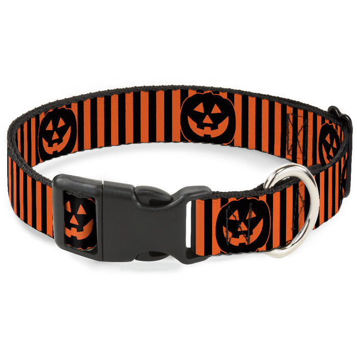 Plastic Clip Collar - Jack-o'-Lantern Pumpkin Stripe Orange/Black Plastic Clip Collars Buckle-Down   