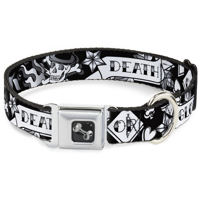 Dog Bone Seatbelt Buckle Collar - Death or Glory Black/White Seatbelt Buckle Collars Buckle-Down   