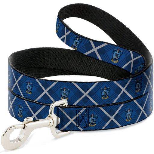 Dog Leash - Harry Potter Ravenclaw Crest Plaid Blues/Gray Dog Leashes The Wizarding World of Harry Potter   
