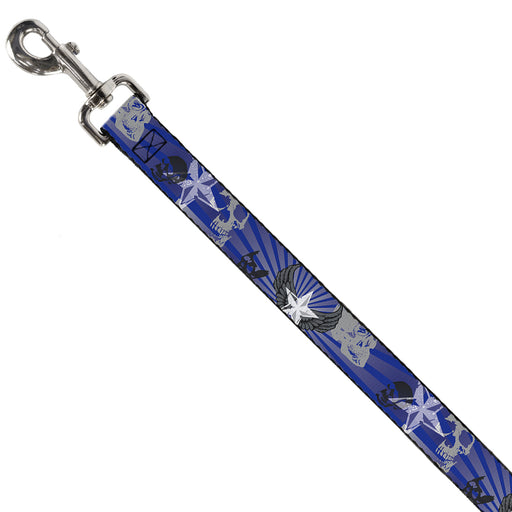 Dog Leash - Die Hard Skulls & Stars1 Blue/Grays Dog Leashes Buckle-Down   