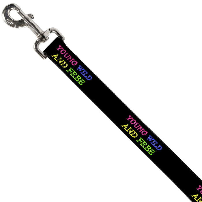 Dog Leash - YOUNG WILD AND FREE Outline Black/Multi Neon Dog Leashes Buckle-Down   