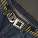 BD Wings Logo CLOSE-UP Black/Silver Seatbelt Belt - Thin Yellow Line Flag Weathered Black/Gray/Yellow Webbing Seatbelt Belts Buckle-Down   