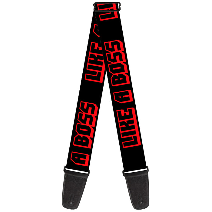 Guitar Strap - LIKE A BOSS Black Red Guitar Straps Buckle-Down   