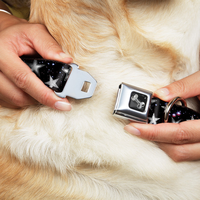 Dog Bone Seatbelt Buckle Collar - Glowing Stars in Space Black/Purple/White Seatbelt Buckle Collars Buckle-Down   