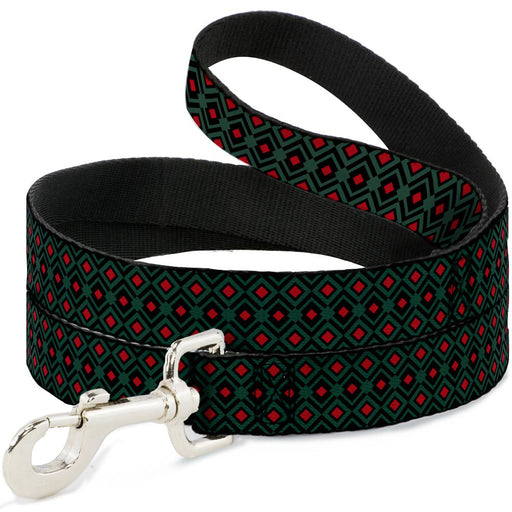 Dog Leash - Geometric3 Black/Forest Green/Red Dog Leashes Buckle-Down   