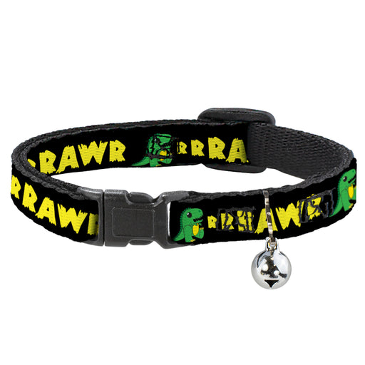 Cat Collar Breakaway - RRRAWR Dinosaur Black Green Yellow Breakaway Cat Collars Buckle-Down   