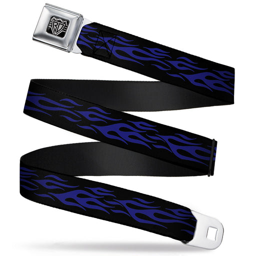 BD Wings Logo CLOSE-UP Full Color Black Silver Seatbelt Belt - Flame Blue Webbing Seatbelt Belts Buckle-Down   