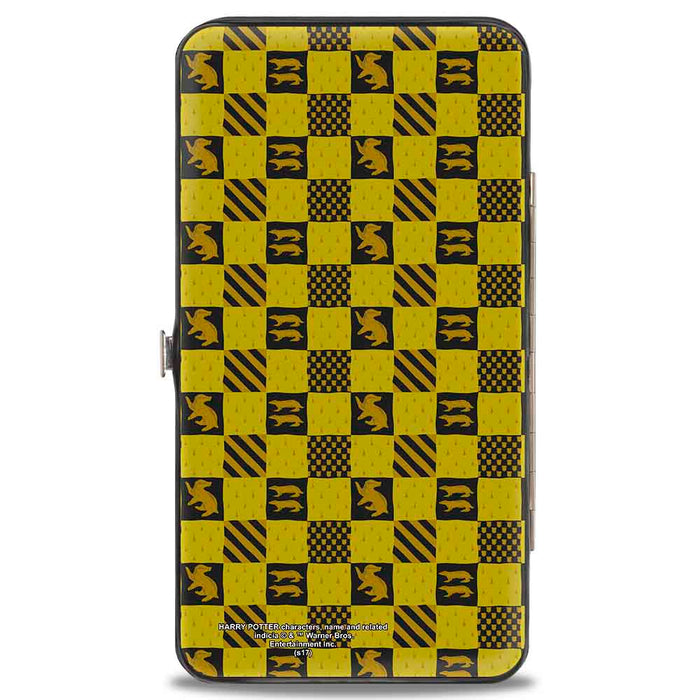Hinged Wallet - Harry Potter HUFFLEPUFF Crest Heraldry Checkers Golds Black Hinged Wallets The Wizarding World of Harry Potter   