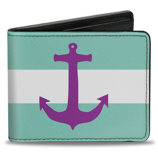 Bi-Fold Wallet - Anchor Stripe Teal White Purple Bi-Fold Wallets Buckle-Down   