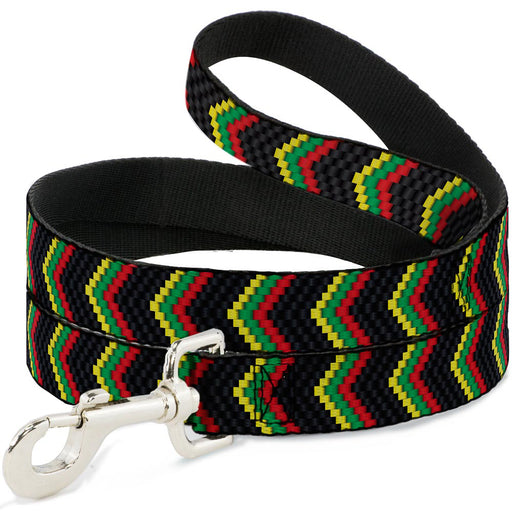 Dog Leash - Chevron Weave Black/Rasta Dog Leashes Buckle-Down   