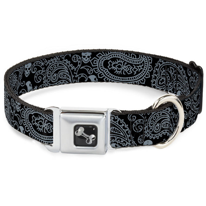 Dog Bone Seatbelt Buckle Collar - Bandana/Skulls Black/Silver Seatbelt Buckle Collars Buckle-Down   