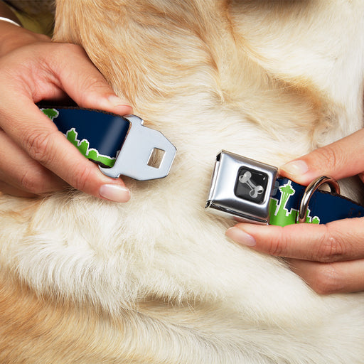 Dog Bone Seatbelt Buckle Collar - Seattle Skyline Navy/Lime Green Seatbelt Buckle Collars Buckle-Down   