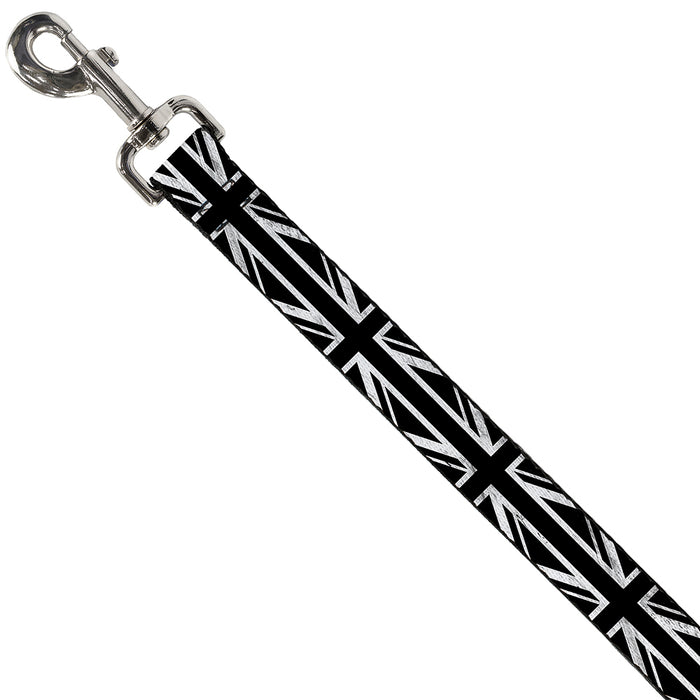 Dog Leash - Union Jack Distressed Black/White Dog Leashes Buckle-Down   