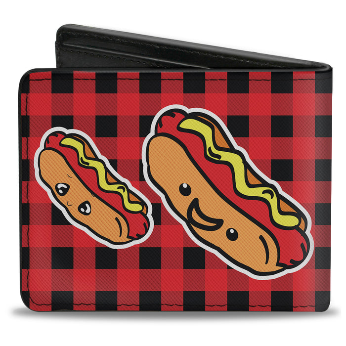 Bi-Fold Wallet - Hot Dogs Buffalo Plaid Black Red Bi-Fold Wallets Buckle-Down   