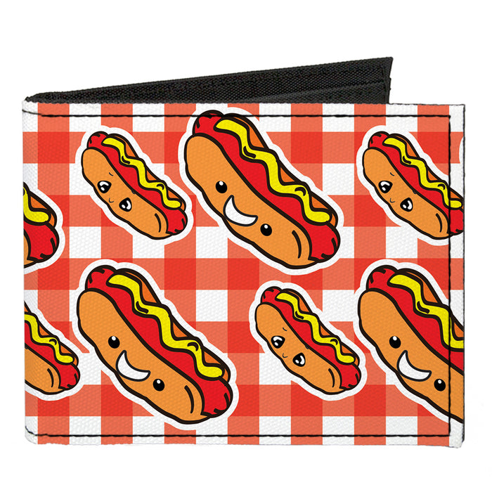 Canvas Bi-Fold Wallet - Hot Dogs Buffalo Plaid White Red Canvas Bi-Fold Wallets Buckle-Down   