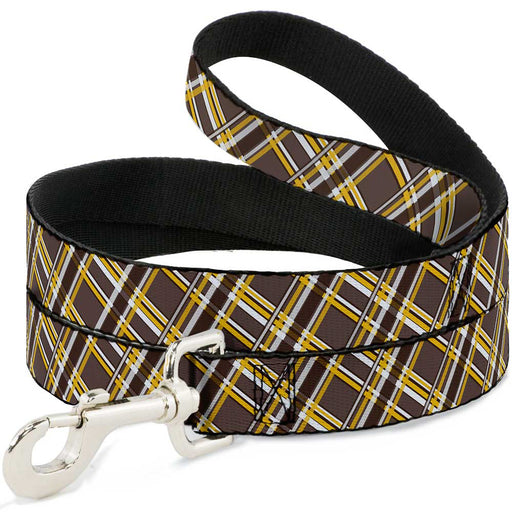 Dog Leash - Plaid X Brown/White/Gold Dog Leashes Buckle-Down   