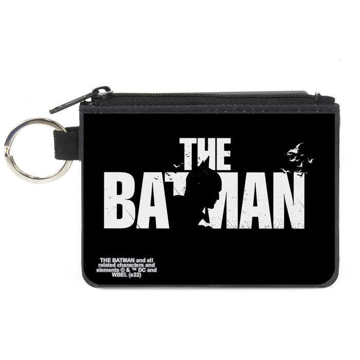 Canvas Zipper Wallet - MINI X-SMALL - THE BATMAN Movie Batman Silhouette Title Black White Canvas Zipper Wallets DC Comics   