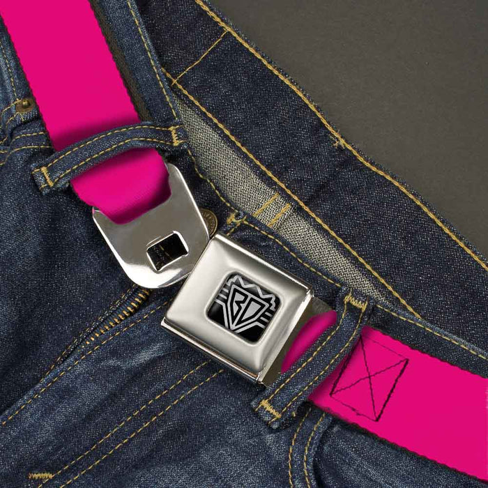 BD Wings Logo CLOSE-UP Full Color Black Silver Seatbelt Belt - Neon Pink Print Webbing Seatbelt Belts Buckle-Down   