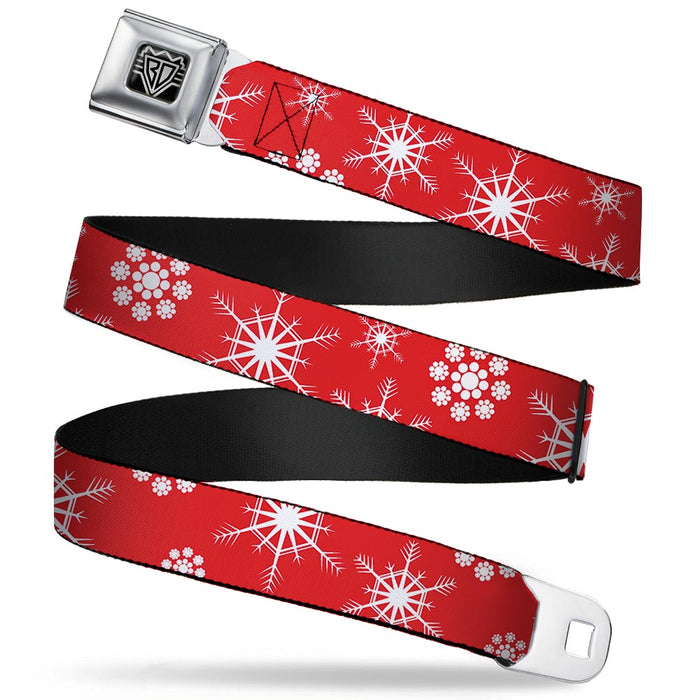 BD Wings Logo CLOSE-UP Full Color Black Silver Seatbelt Belt - Snowflakes Red/White Webbing Seatbelt Belts Buckle-Down   