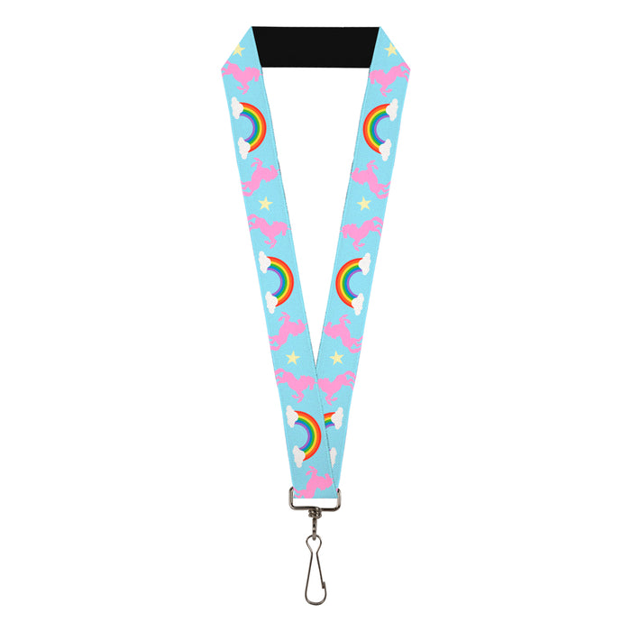 Lanyard - 1.0" - Unicorns Rainbow Star Baby Blue Pink Yellow Lanyards Buckle-Down   