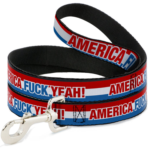 Dog Leash - AMERICA, FUCK YEA Red/White/Blue Dog Leashes Buckle-Down   