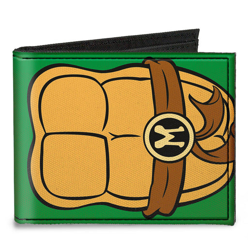 Canvas Bi-Fold Wallet - Classic TMNT Michaelangelo Turtle Shell Greens Browns Canvas Bi-Fold Wallets Nickelodeon   