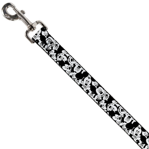 Dog Leash - Mickey Mouse Expressions Stacked White/Black Dog Leashes Disney   