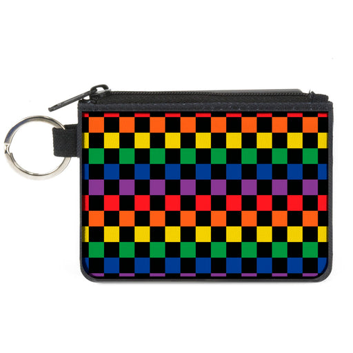 Canvas Zipper Wallet - MINI X-SMALL - Checker Black Rainbow Multi Color Canvas Zipper Wallets Buckle-Down   