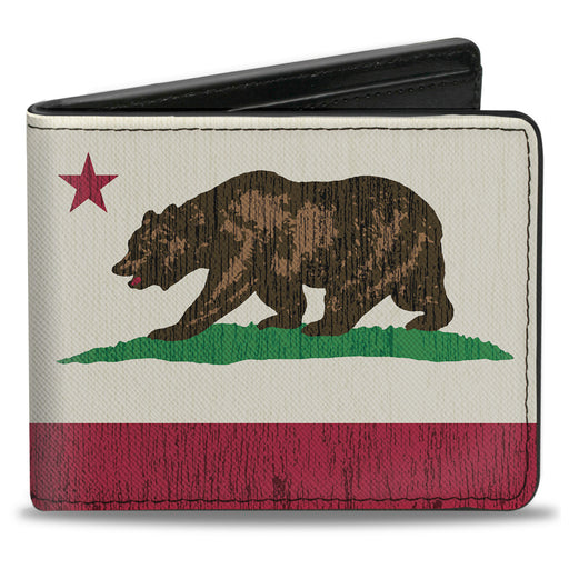 Bi-Fold Wallet - California Flag Bear Weathered White Bi-Fold Wallets Buckle-Down   