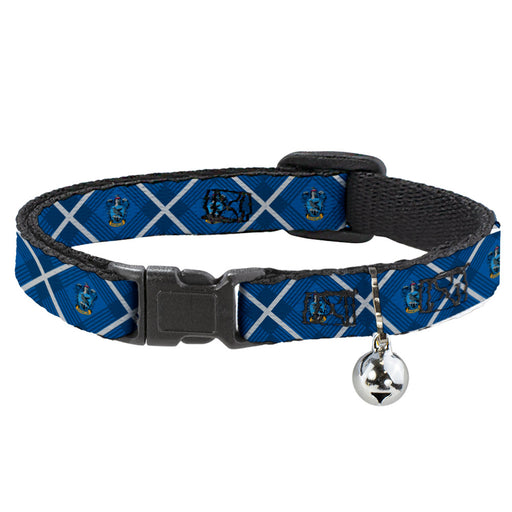 Cat Collar Breakaway with Bell - Harry Potter Ravenclaw Crest Plaid Blues/Gray Breakaway Cat Collars The Wizarding World of Harry Potter   