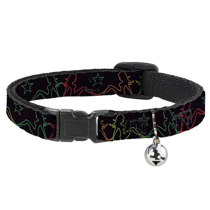 Cat Collar Breakaway - Mud Flap Girls w Star Outline Black Multi Color Breakaway Cat Collars Buckle-Down   