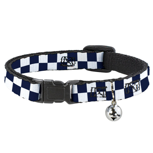 Cat Collar Breakaway - Olde Scotland Yard Checker Midnight Blue White Breakaway Cat Collars Buckle-Down   