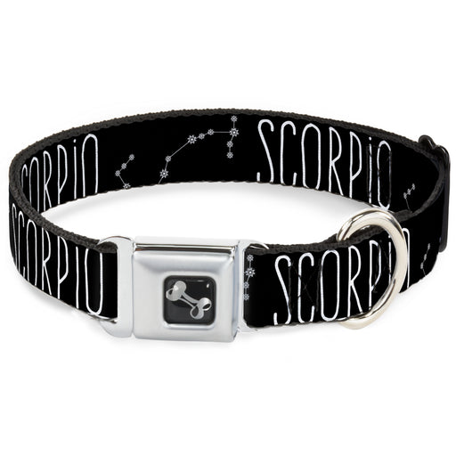 Dog Bone Seatbelt Buckle Collar - Zodiac SCORPIO/Constellation Black/White Seatbelt Buckle Collars Buckle-Down   