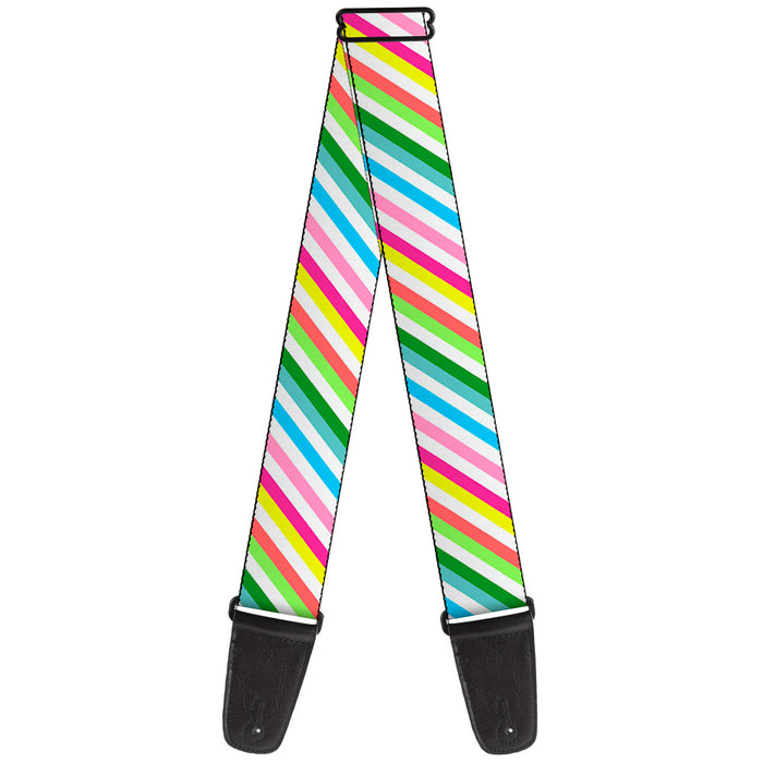 Guitar Strap - Diagonal Stripes White Multi Color Guitar Straps Buckle-Down   