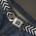 BD Wings Logo CLOSE-UP Full Color Black Silver Seatbelt Belt - Chevron3 White/Black Webbing Seatbelt Belts Buckle-Down   