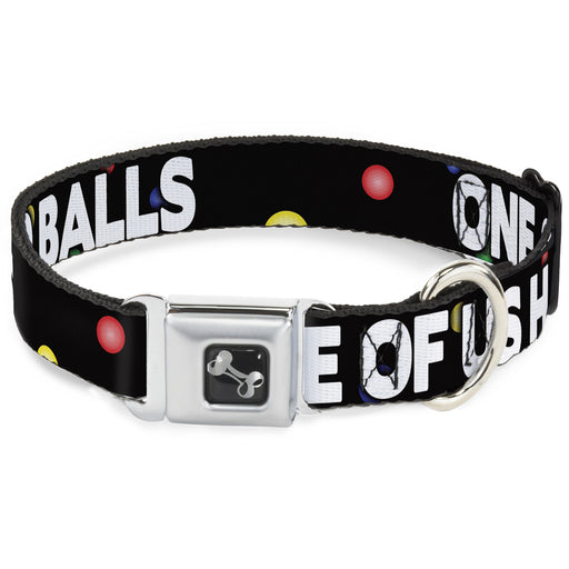 Buckle-Down Seatbelt Buckle Dog Collar - ONE OF US HAS NO BALLS/Balls Black/Multi Color/White Seatbelt Buckle Collars Buckle-Down   